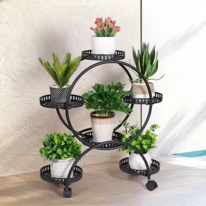 Indoor Outdoor Flower Pot Shelf Holder with Wheels