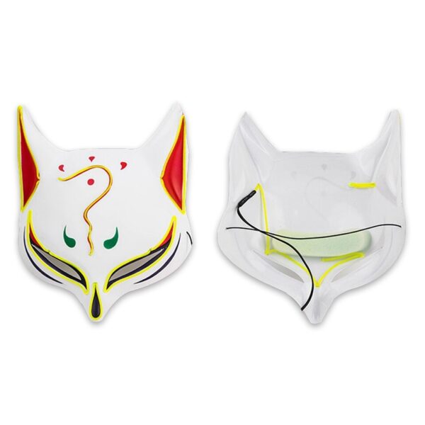 PVC Halloween Clubbing Lighted Kitsune Fox LED Mask DIY Costume - Image 9