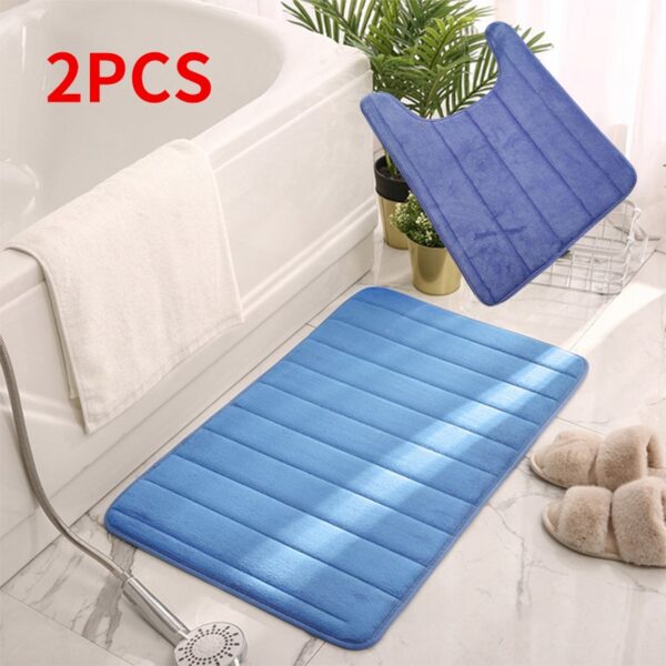 Non Slip Bathroom Mat Household Soft Coral Fleece Absorbent - Image 14