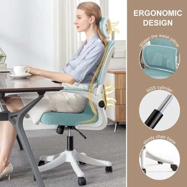 Office Chair Ergonomic Desk Chair with Lumbar Support Adjustable Headrest 3D Armrest and Lumbar Support for Home Office Chair - Image 3