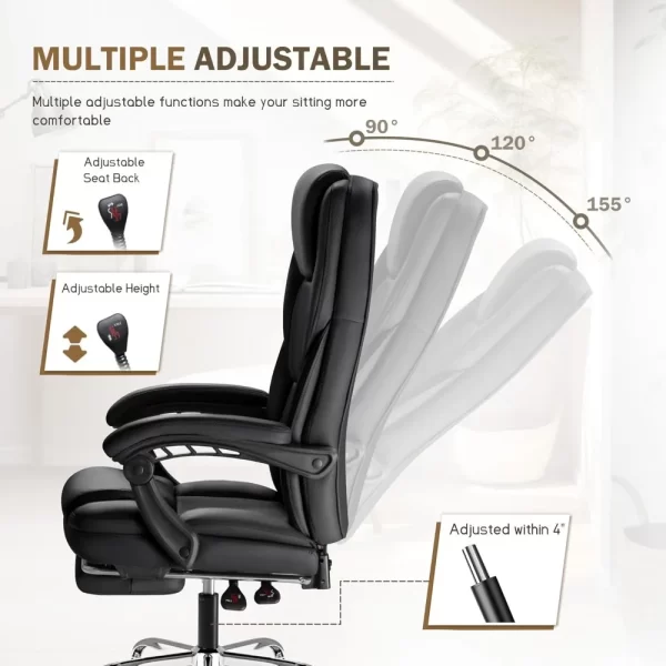 Office Chair, Executive Office Chair with Foot Rest Big and Tall Offices Chair Ergonomic Home Offices Desk Chairs Reclining High - Image 6
