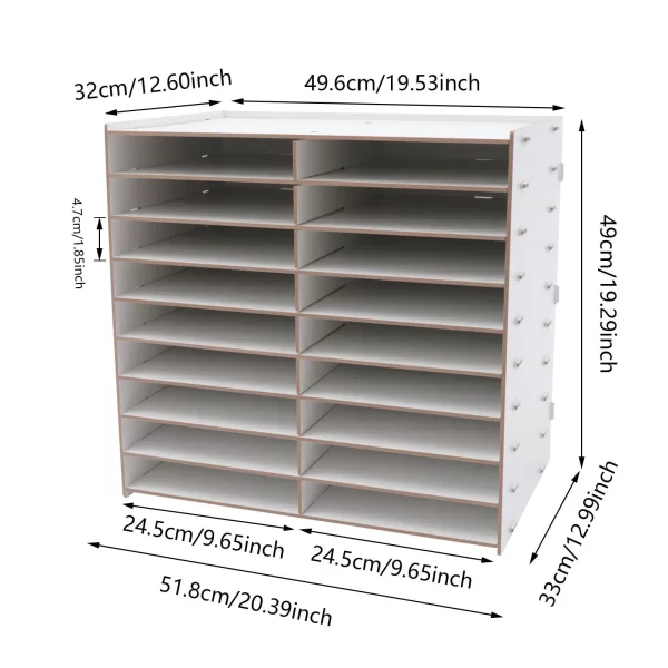 9-Tier File Fold Holder Rack Office Paper Organizer Magazine Storage Book Shelf Wood Desktop File Organizer Document 18 Grids - Image 5