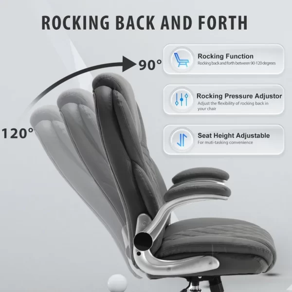 Pu Leather High Back Ergonomic Office Desk Chairs with Wheels - Image 4
