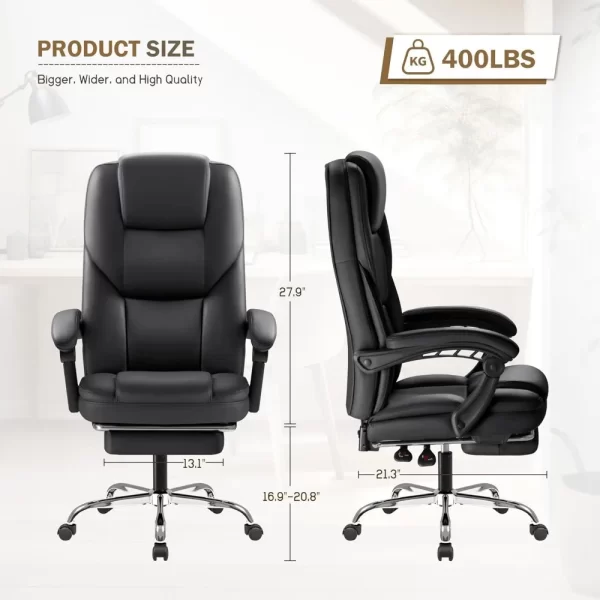 Office Chair, Executive Office Chair with Foot Rest Big and Tall Offices Chair Ergonomic Home Offices Desk Chairs Reclining High - Image 3