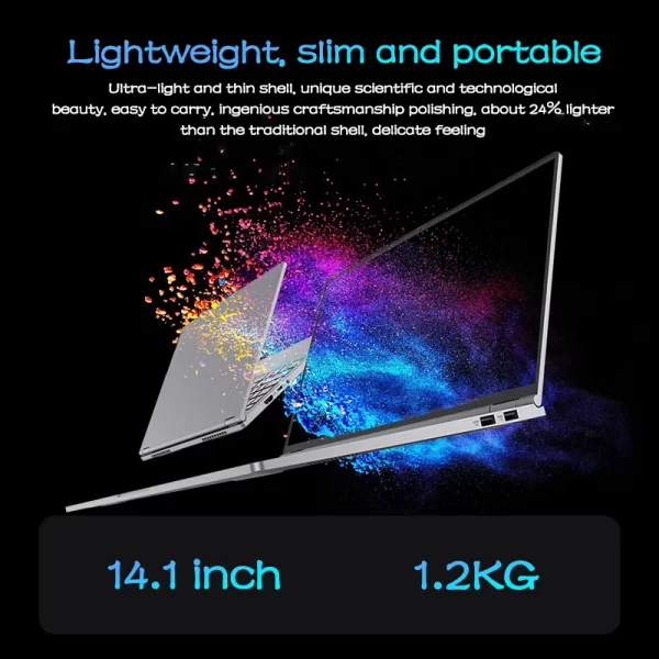 14.1" Slim Bezel Laptop Intel N3700 16GB RAM 1TB SSD Win11 Lightweight - Image 2