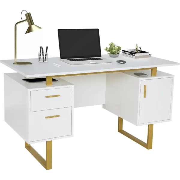 Mobili Storage Drawers and Cabinet 51.25” W-Modern Office Large Floating Desktop