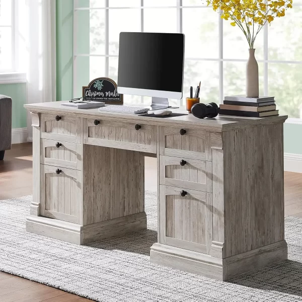 Shaped Executive Desk  Hutch and Drawers - Image 7