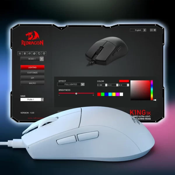 Redragon M724 Wired 42G Ultra-Light 12,400 Max DPI Optical 5 Programmable Buttons - Image 2