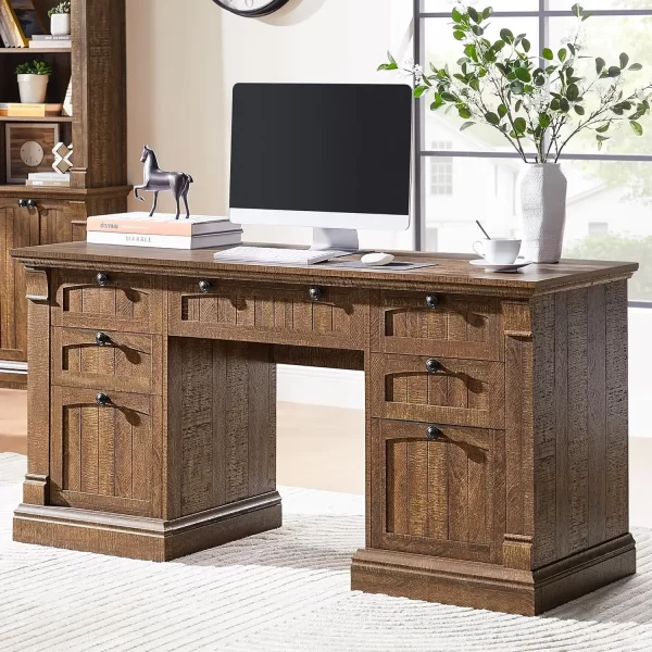Shaped Executive Desk  Hutch and Drawers - Image 11