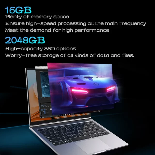 14.1" Slim Bezel Laptop Intel N3700 16GB RAM 1TB SSD Win11 Lightweight - Image 3