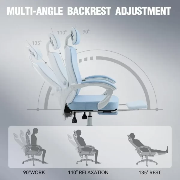 Ergonomic Office Chair, Breathable Mesh, Pocket Spring Cushion, Adjustable Lumbar Support and Headrest - Image 6