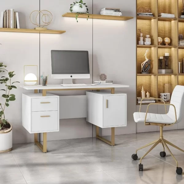 Mobili Storage Drawers and Cabinet 51.25” W-Modern Office Large Floating Desktop - Image 2