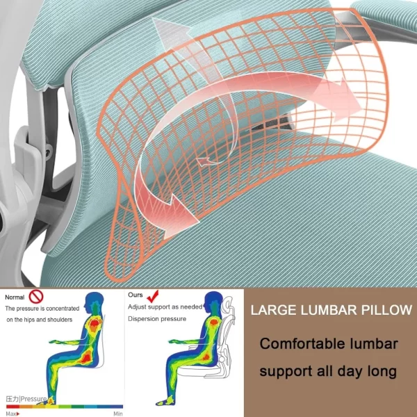 Office Chair Ergonomic Desk Chair with Lumbar Support Adjustable Headrest 3D Armrest and Lumbar Support for Home Office Chair - Image 6