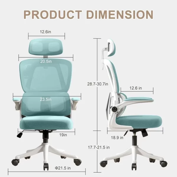 Office Chair Ergonomic Desk Chair with Lumbar Support Adjustable Headrest 3D Armrest and Lumbar Support for Home Office Chair - Image 2