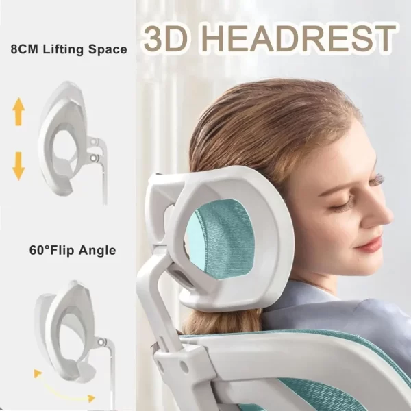 Office Chair Ergonomic Desk Chair with Lumbar Support Adjustable Headrest 3D Armrest and Lumbar Support for Home Office Chair - Image 5