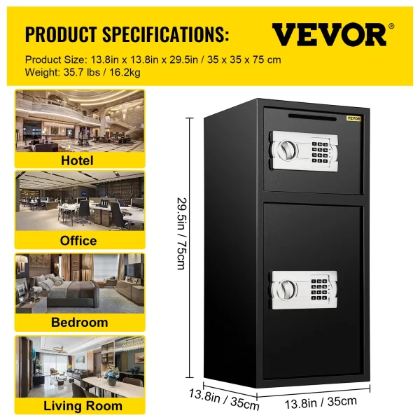 VEVOR Large Double Door Security Safe Box 2.6 Cubic Feet Steel Safe Box - Image 7