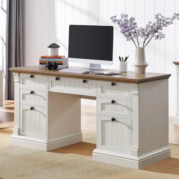 Shaped Executive Desk  Hutch and Drawers - Image 8