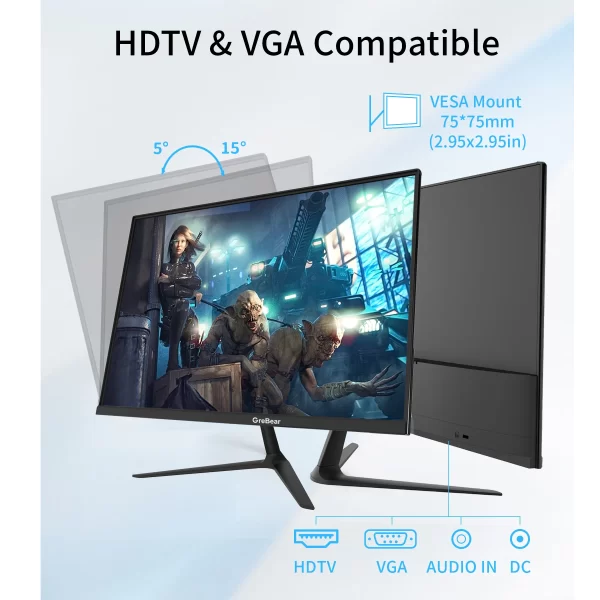 GreBear IPS Computer 24 Inch FHD 1080p PC Monitor 5ms(GTG) 99% sRGB - Image 3