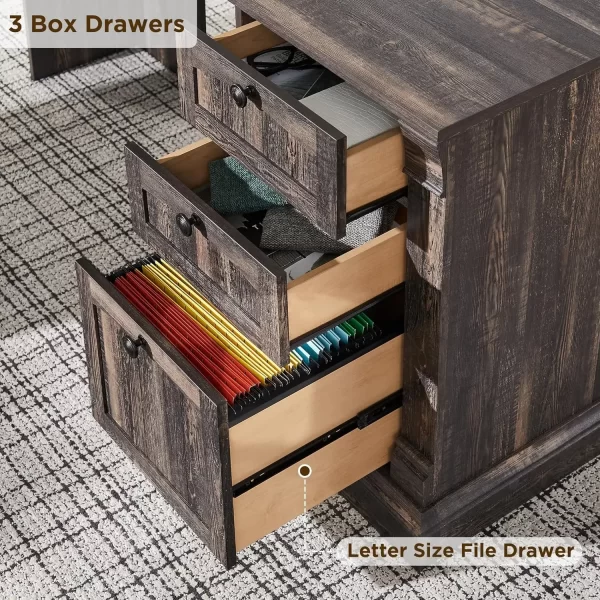 Shaped Executive Desk  Hutch and Drawers - Image 6