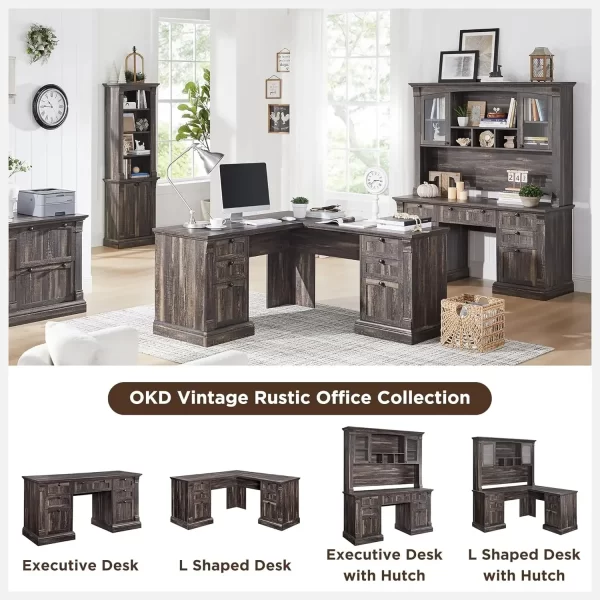 Shaped Executive Desk  Hutch and Drawers - Image 3