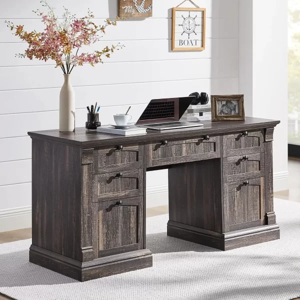 Shaped Executive Desk  Hutch and Drawers - Image 9