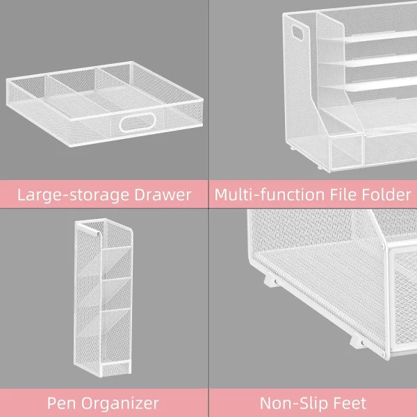 5-Tier Mesh Paper Letter Tray and 3 Tilted File Sorter - Image 4