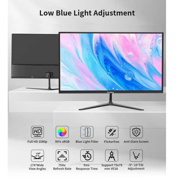 GreBear IPS Computer 24 Inch FHD 1080p PC Monitor 5ms(GTG) 99% sRGB - Image 4