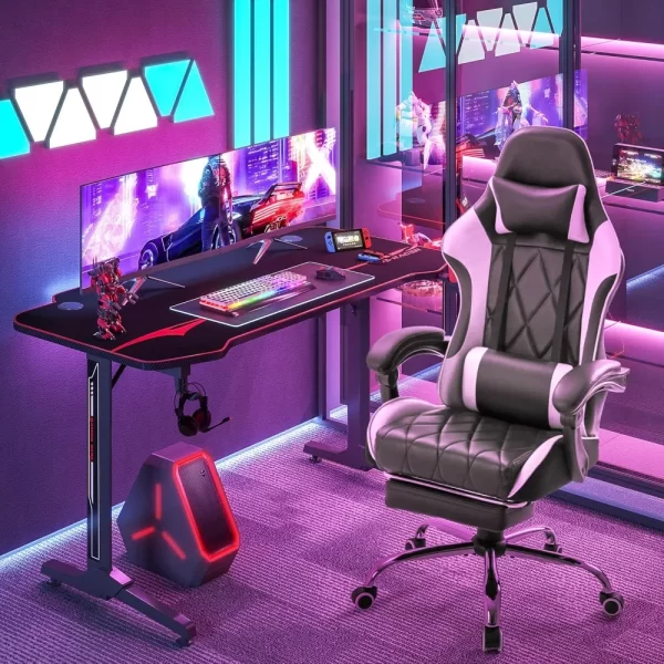 Computer Chair with Footrest and Massage Lumbar Support - Image 2