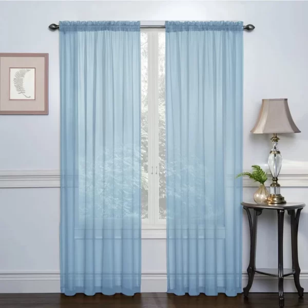2pcs Sheer Voile Curtain, Colorful Tulle Panel for Door Casement, Divider Scarf, 2m*1m, Easy Fit Rod Pocket, Home Decor - Image 2