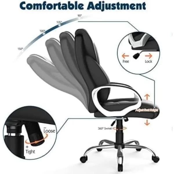 Office Chair, Leather Executive Chair Ergonomic Home Office Chairs Heavy Duty - Image 4