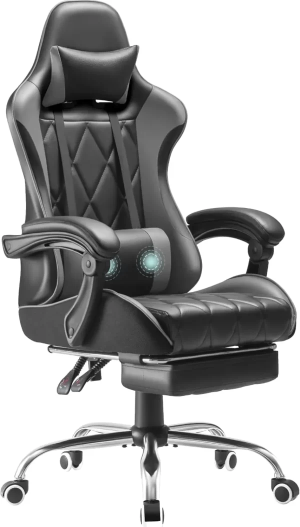 Computer Chair with Footrest and Massage Lumbar Support - Image 14