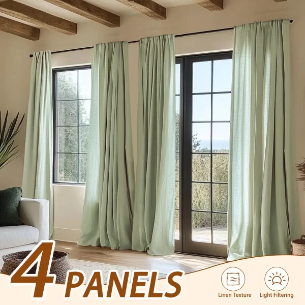 INCHAN 4PCS Farmhouse Light Filtering Curtains For Living Room Bedroom Luxury Linen Texture Curtain Rod Pocket Window Drapes - Image 9