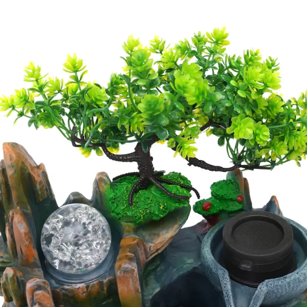 Bonsai Tree Rock ​Waterfall with LED Light Decoration Home Office - Image 5