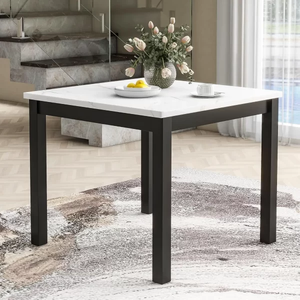 5-Piece Counter Height Dining Table Set with One Faux Marble Top - Image 3
