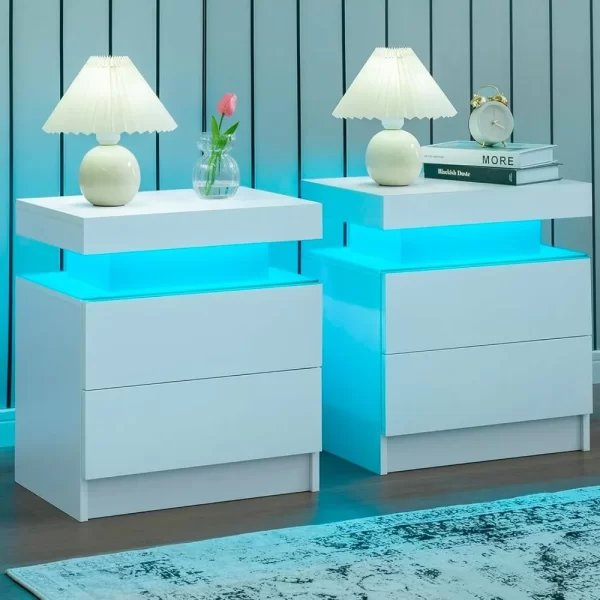2 LED bedside tables