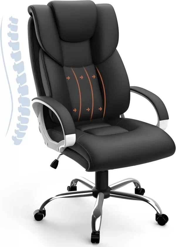 Office Chair, Leather Executive Chair Ergonomic Home Office Chairs Heavy Duty - Image 7