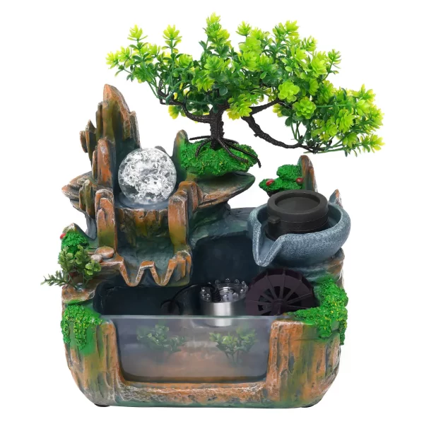 Bonsai Tree Rock ​Waterfall with LED Light Decoration Home Office - Image 4