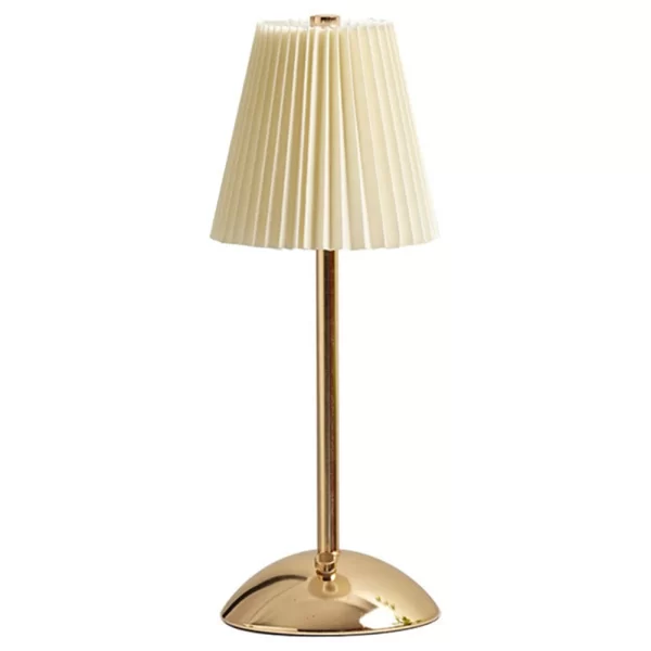 Pleated Shade Warm with Metal Base Nordic Decorative Rechargeable 3 Colors Dimmable Night Light - Image 7
