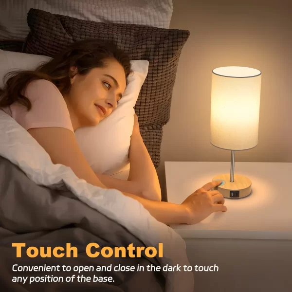 3 Way Dimmable, Touch Control, Dual Charging Ports, 3000K Soft Warm (2 LED Bulb) - Image 3