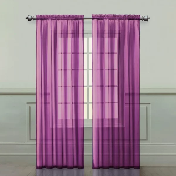 2pcs Sheer Voile Curtain, Colorful Tulle Panel for Door Casement, Divider Scarf, 2m*1m, Easy Fit Rod Pocket, Home Decor - Image 3