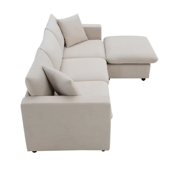 Modern Sectional Sofa with Throw Pillows - Image 4