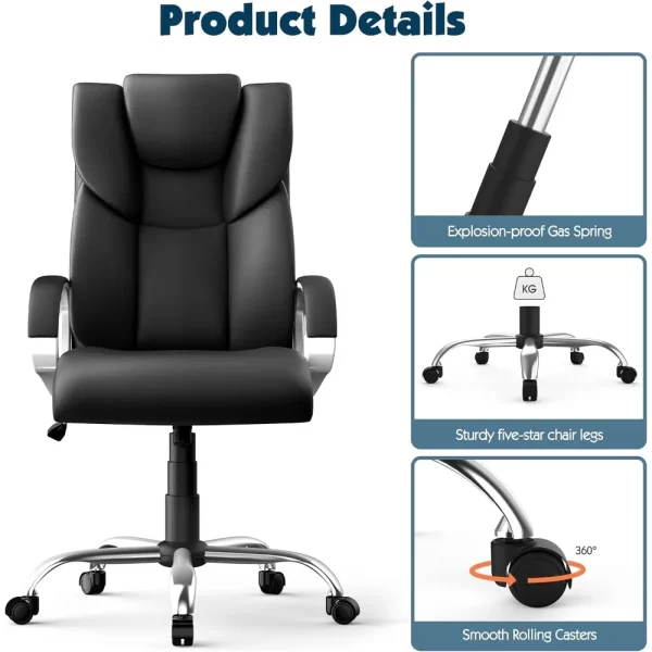 Office Chair, Leather Executive Chair Ergonomic Home Office Chairs Heavy Duty - Image 6
