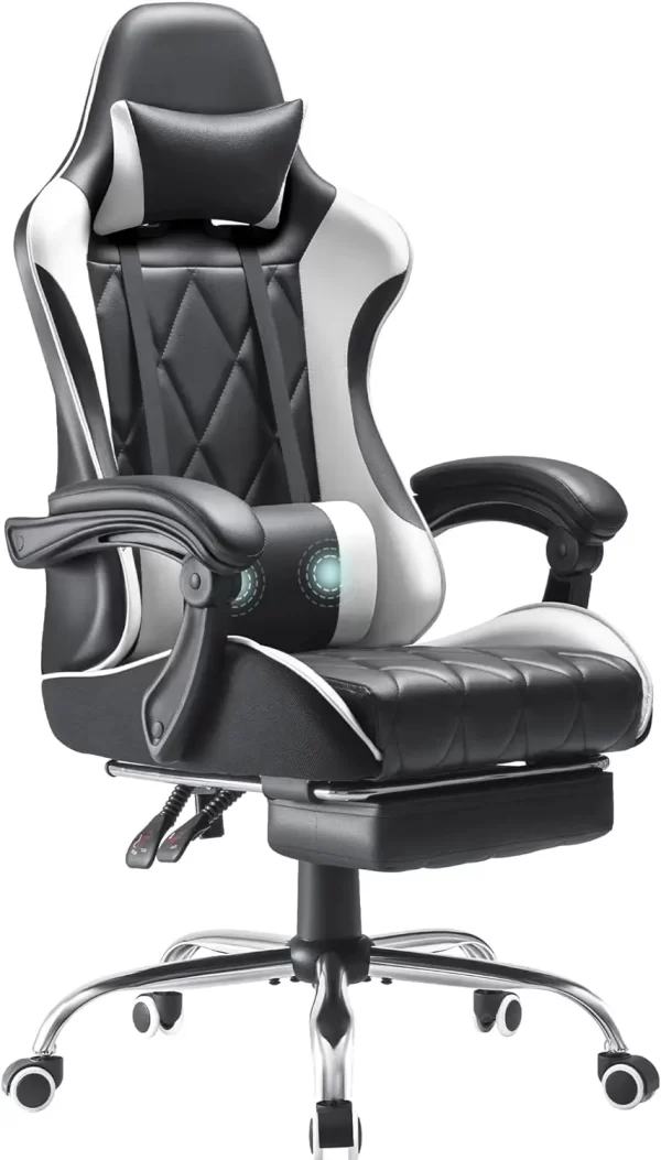 Computer Chair with Footrest and Massage Lumbar Support - Image 9