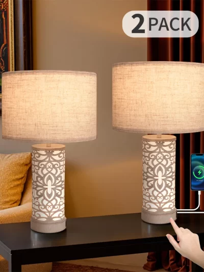 Retro Farmhouse Table Lamp with Multi-Function and Dimmable