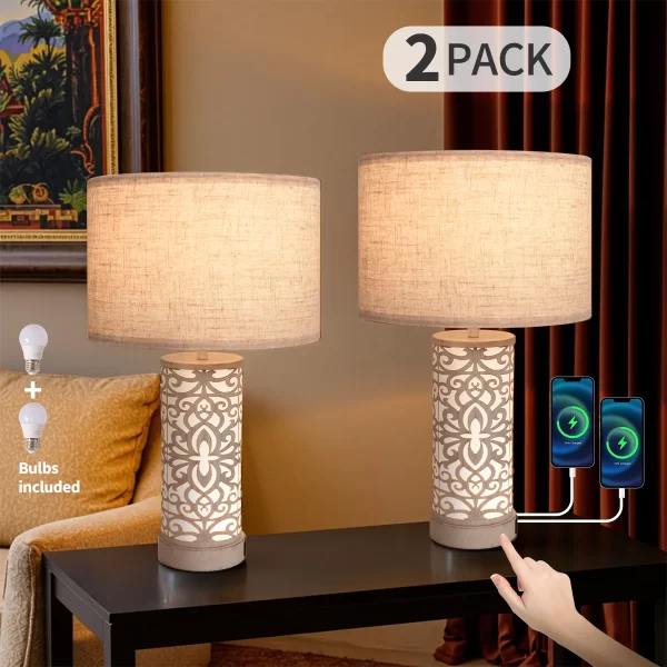 Retro Farmhouse Table Lamp with Multi-Function and Dimmable