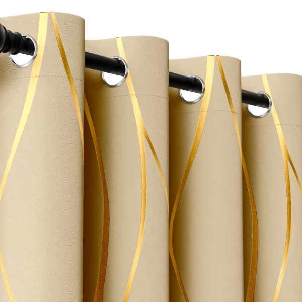 2Pcs Golden Wave & Circle Blackout Curtains Thermal Insulated Light Filtering Drapes with Grommet Top  Living Room Bedroom - Image 9