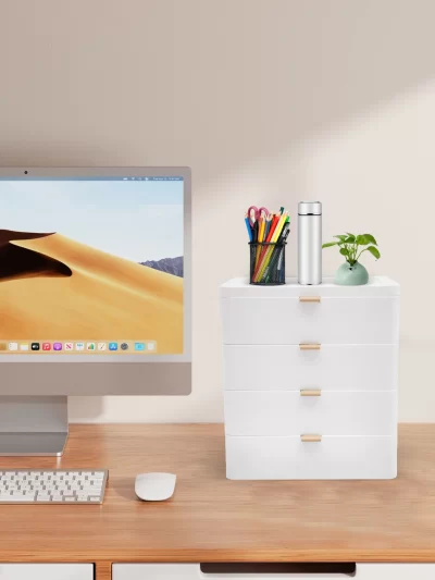 Drawer Box Desk Organizer with 4 Drawers for Documents Office Supplies