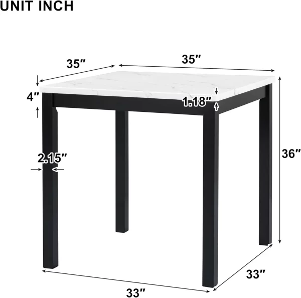 5-Piece Counter Height Dining Table Set with One Faux Marble Top - Image 4