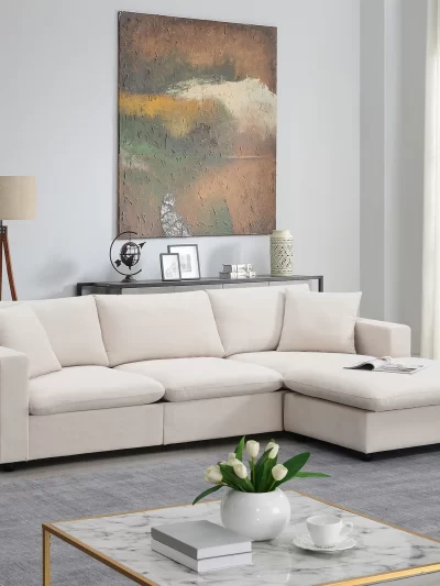 Modern Sectional Sofa with Throw Pillows