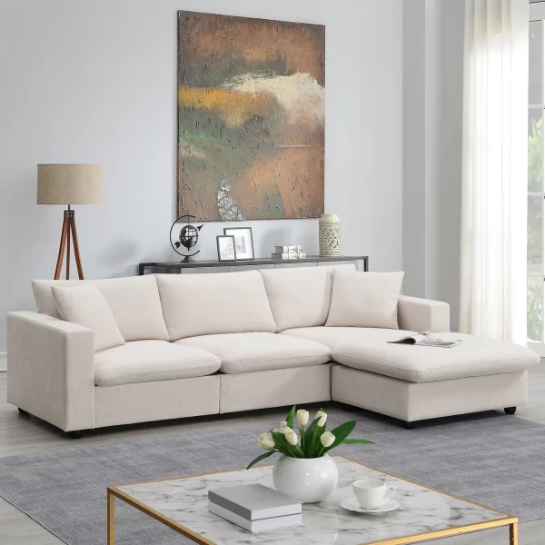 Modern Sectional Sofa with Throw Pillows